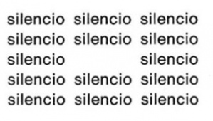 Concrete poem where the word SILENCE forms a visual shape